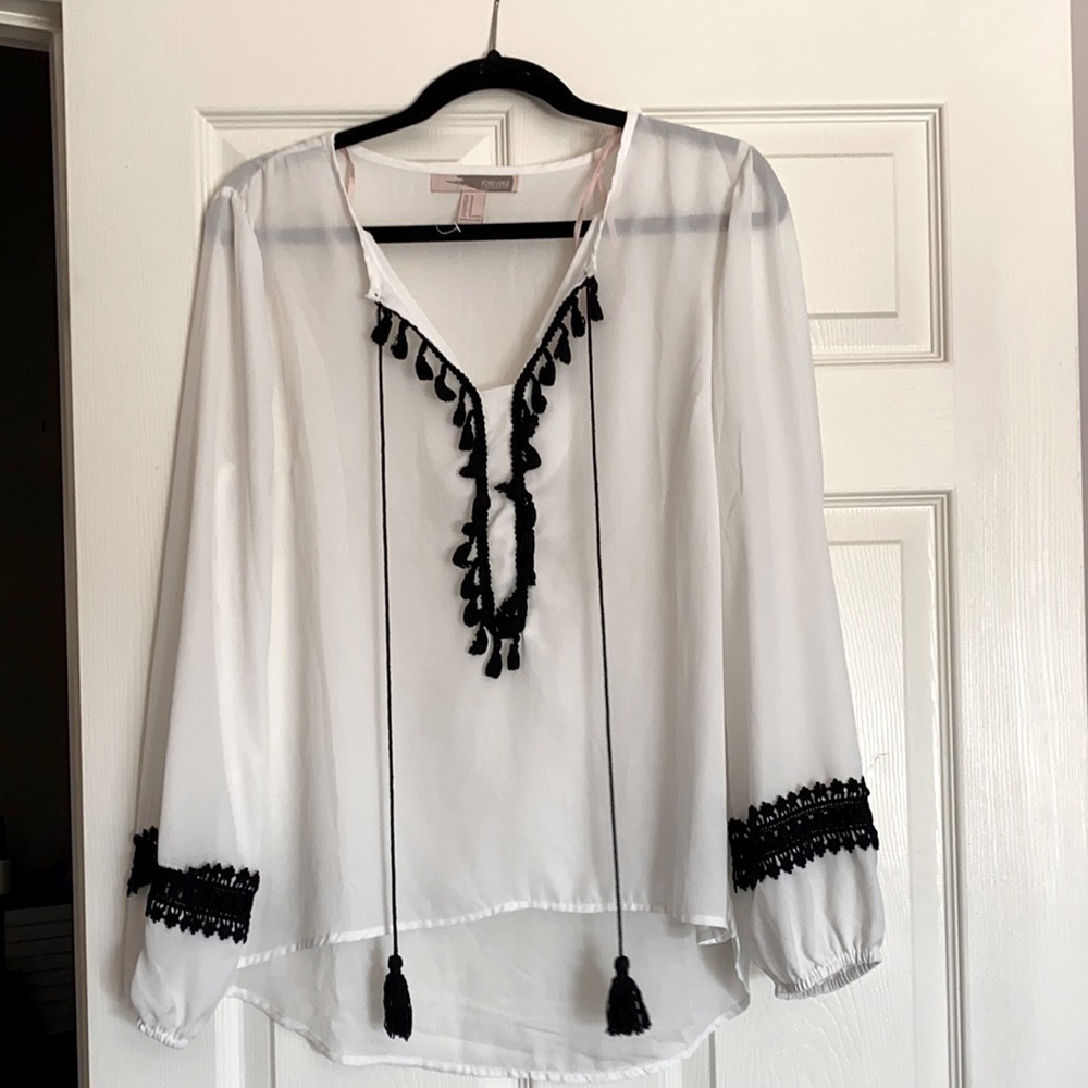 Bohemian sheer white lace top / blouse / coverup